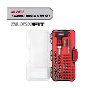*NEW* Hyper Tough 50-Piece T-Handle Driver and Drill Bit Set in Click Fit™ Case